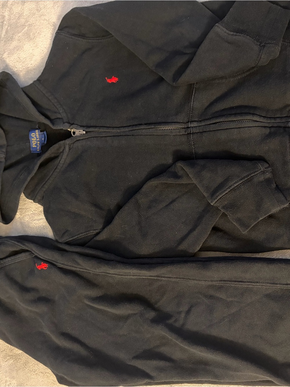 Polo by Ralph Lauren Black Zip-Up Hoodie and pants with Red Pony